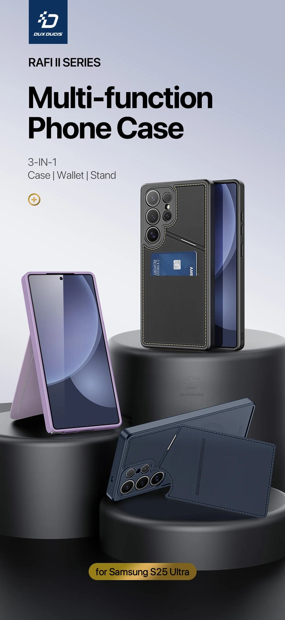 DUX DUCIS Magnetic Case For Samsung Galaxy S25 Ultra, Samsung S25 Plus, Samsung S25, Case Phone Stand Wallet 3in1