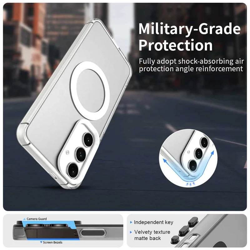 For Samsung A55 Case Cover Samsung Galaxy A55 Capa Transparent Annular Magnetic Matte Clear Wireless Charging Fundas Samsung A55