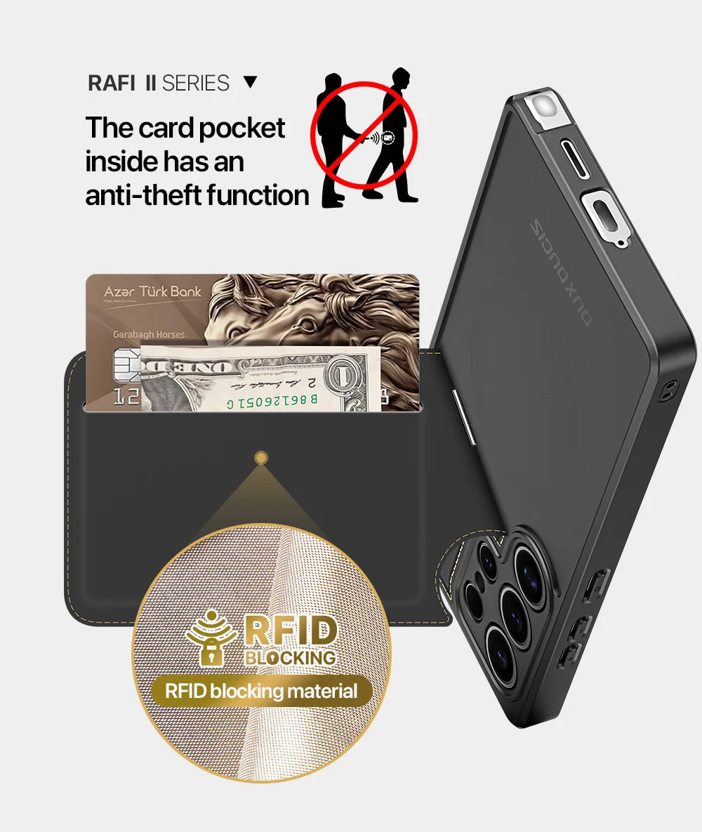 DUX DUCIS Magnetic Case For Samsung Galaxy S25 Ultra, Samsung S25 Plus, Samsung S25, Case Phone Stand Wallet 3in1