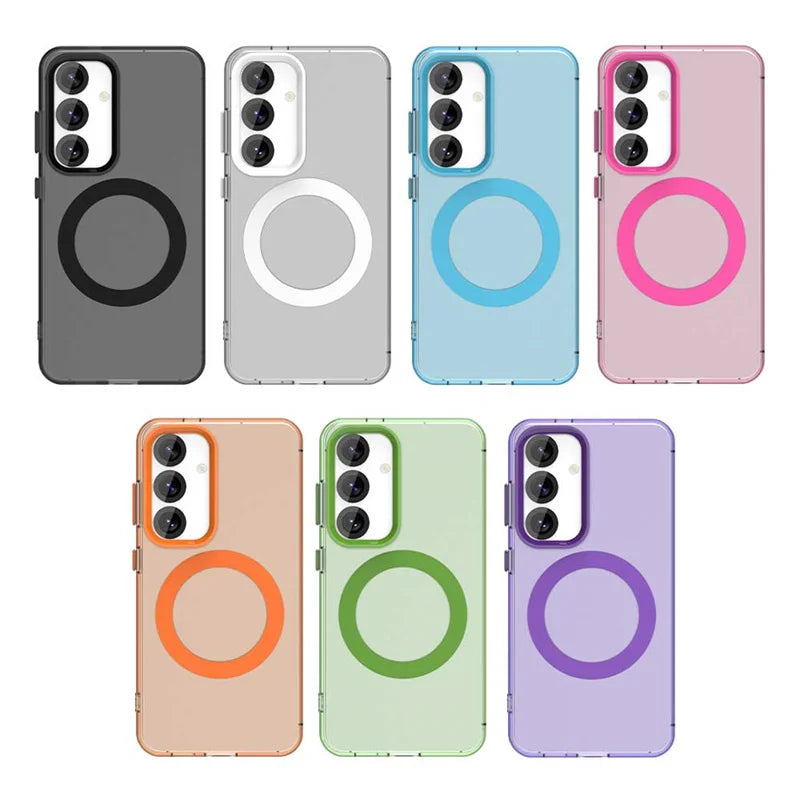 For Samsung A55 Case Cover Samsung Galaxy A55 Capa Transparent Annular Magnetic Matte Clear Wireless Charging Fundas Samsung A55