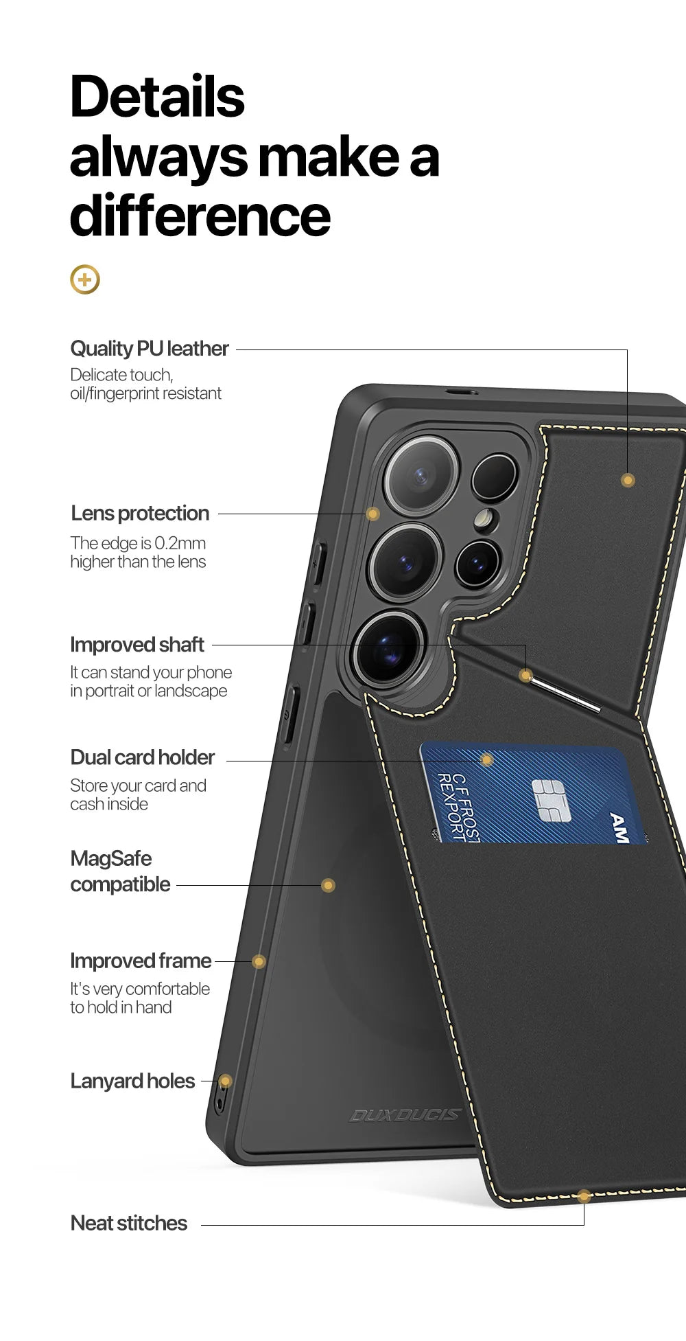 DUX DUCIS Magnetic Case For Samsung Galaxy S25 Ultra, Samsung S25 Plus, Samsung S25, Case Phone Stand Wallet 3in1