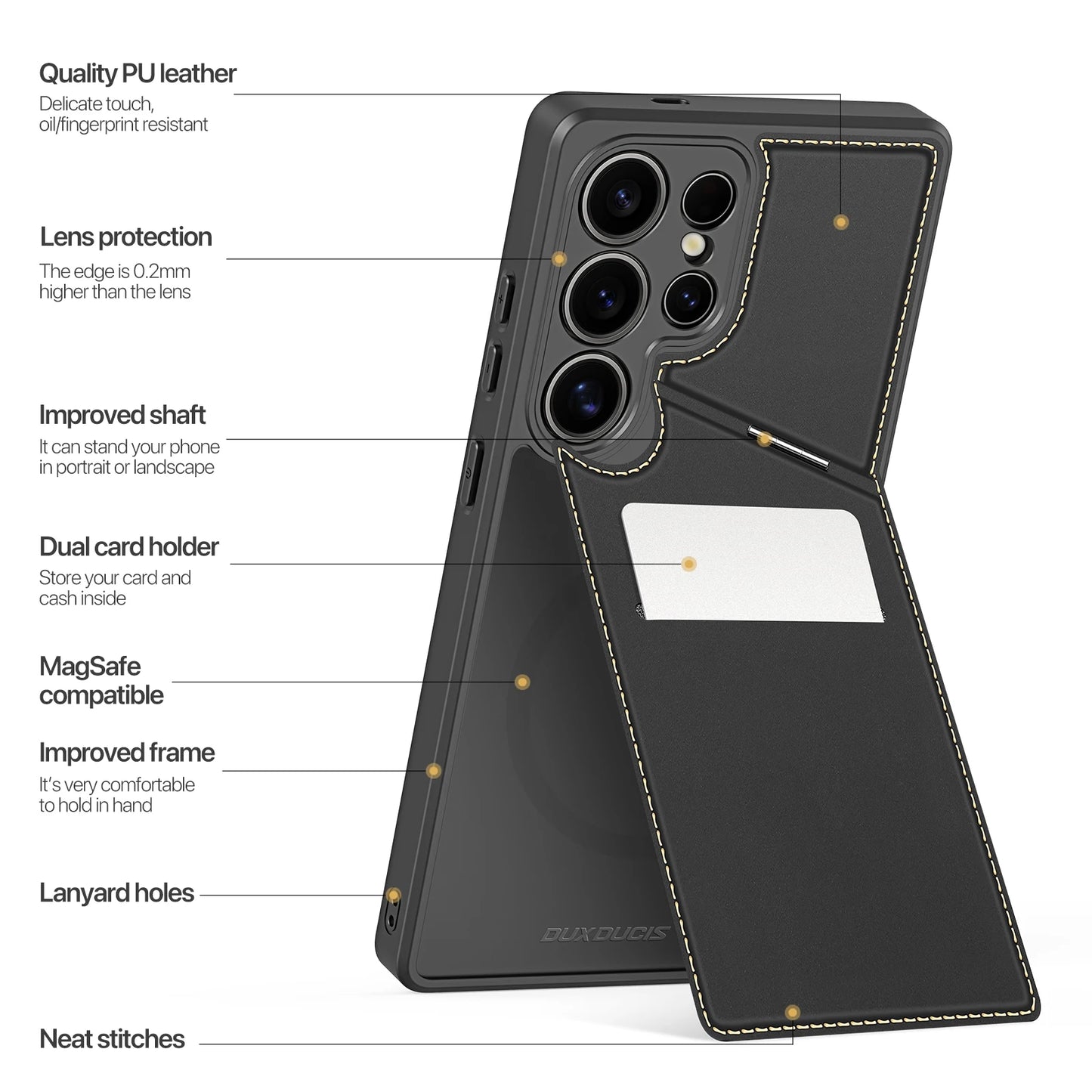 DUX DUCIS Magnetic Case For Samsung Galaxy S25 Ultra, Samsung S25 Plus, Samsung S25, Case Phone Stand Wallet 3in1