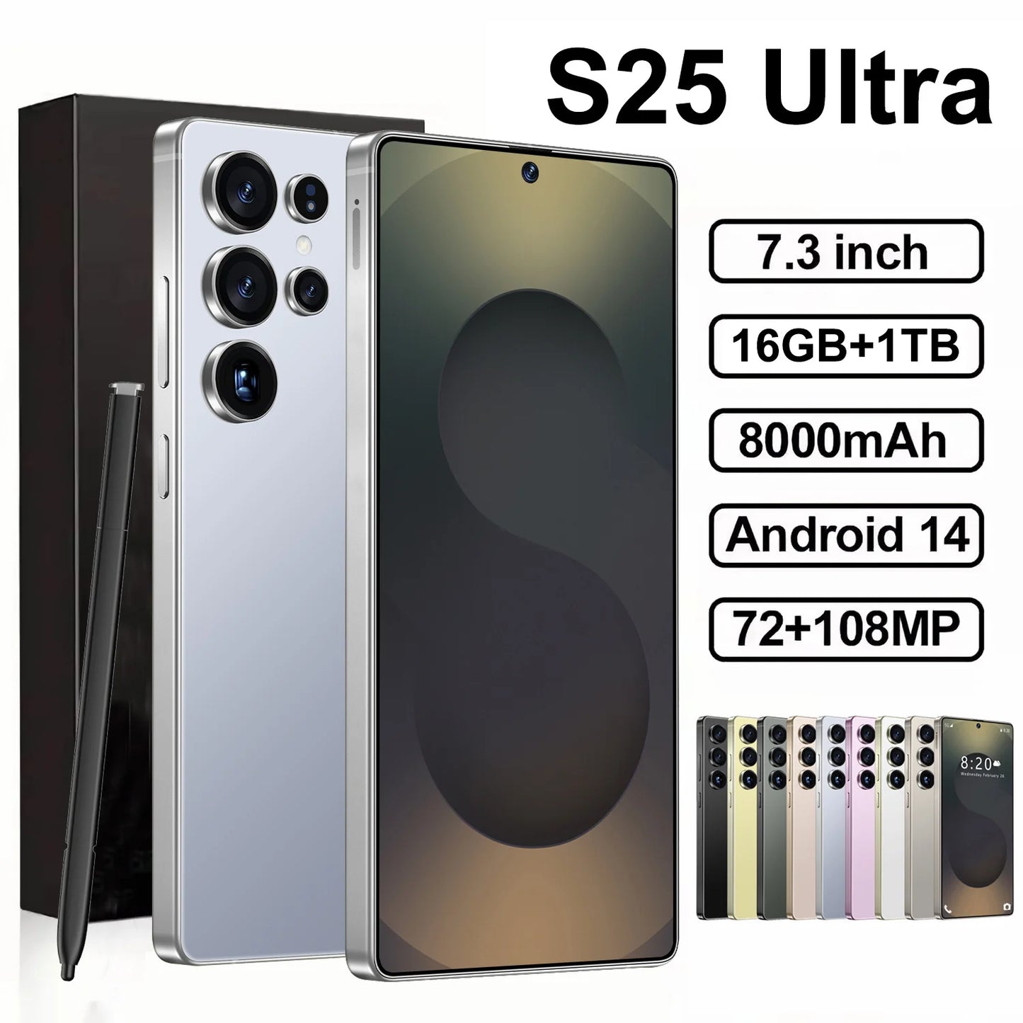 High Configuration 2025 New S25 Ultra Mobile Phones 6.9 Inch 16+512GB 4G 5G Dual Sim BigScreen Android 15 Smartphones Cellphones