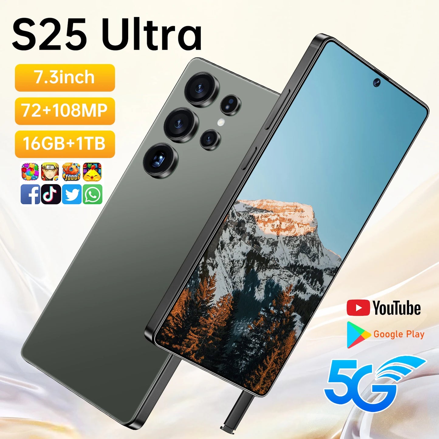 High Configuration 2025 New S25 Ultra Mobile Phones 6.9 Inch 16+512GB 4G 5G Dual Sim BigScreen Android 15 Smartphones Cellphones