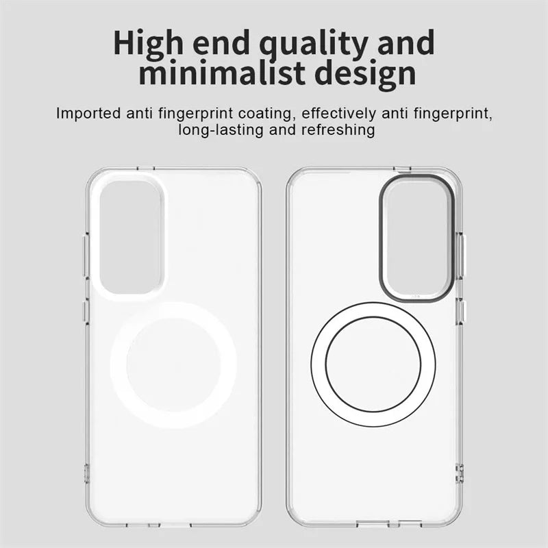 For Samsung A55 Case Cover Samsung Galaxy A55 Capa Transparent Annular Magnetic Matte Clear Wireless Charging Fundas Samsung A55