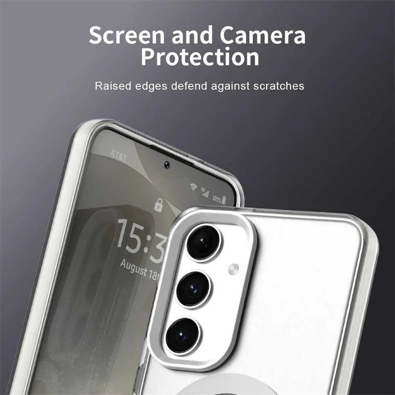 For Samsung A55 Case Cover Samsung Galaxy A55 Capa Transparent Annular Magnetic Matte Clear Wireless Charging Fundas Samsung A55